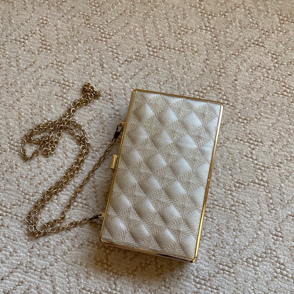 Sondra Roberts gold clutch.